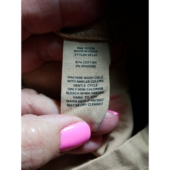 Soft Surroundings 2X Womens Cargo Harper Shorts 22W Cuffed Cotton Tan Khaki 9" - Picture 6 of 6